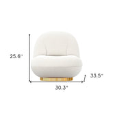 30" White And Gold Boucle Accent Chair